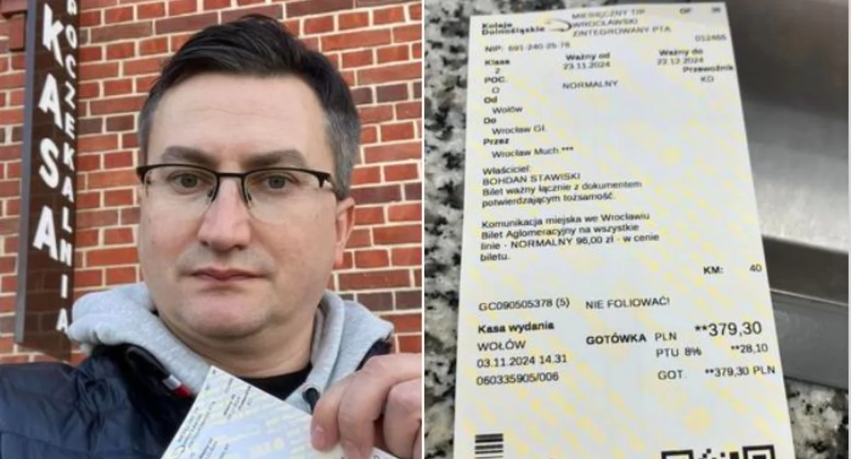 Komunikacja publiczna, Bilet aglomeracyjny Wołów Wrocław dostępny kasie - zdjęcie, fotografia