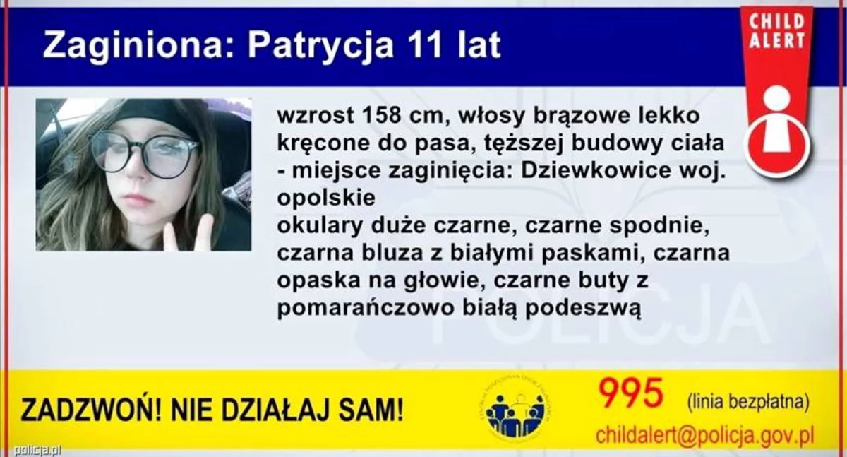 Child Alert. Zaginęła 11-letnia Patrycja