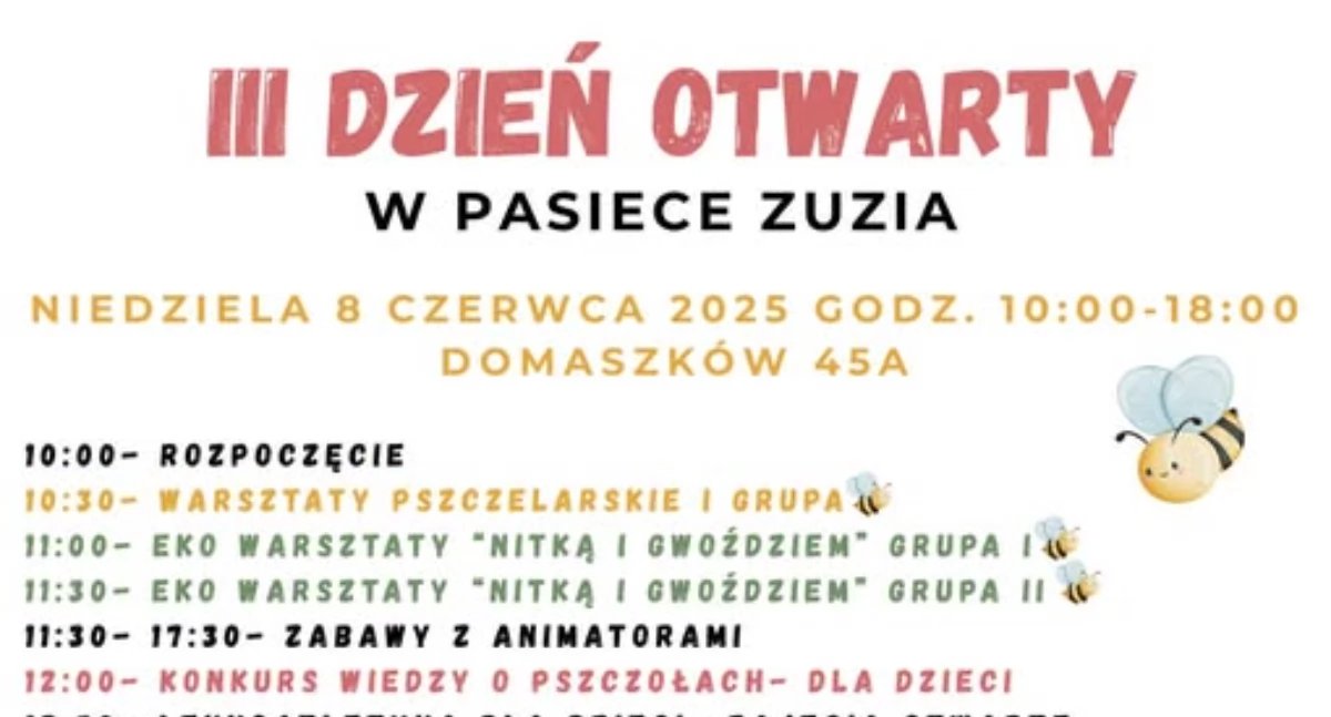 III Dzień Otwarty w Pasiece Zuzia już 8 czerwca! Sprawdź program i zapisz się na warsztaty