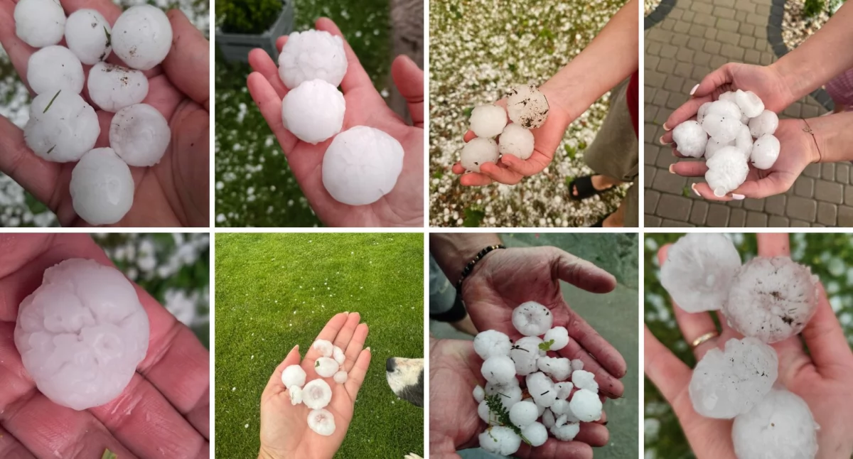 Pogoda, Krajobraz burzy Mieszkańcy przesyłają zdjęcia ogromnych gradu działo regionie - zdjęcie, fotografia