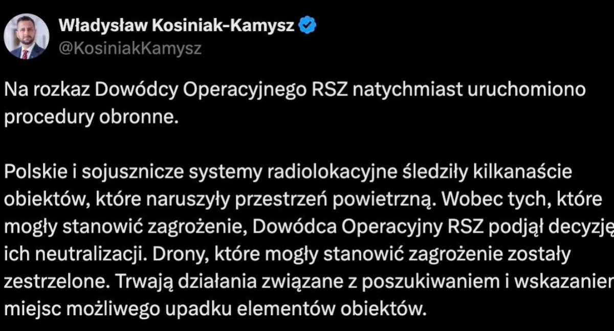 Bezpieczeństwo, Drony naruszyły polską przestrzeń powietrzną Część obiektów została zestrzelona - zdjęcie, fotografia