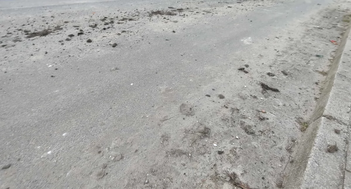 Interwencje, Brzeg Dolny Mieszkańcy Jaworowej mają dość brudu zostawianego przez ciężarówki - zdjęcie, fotografia