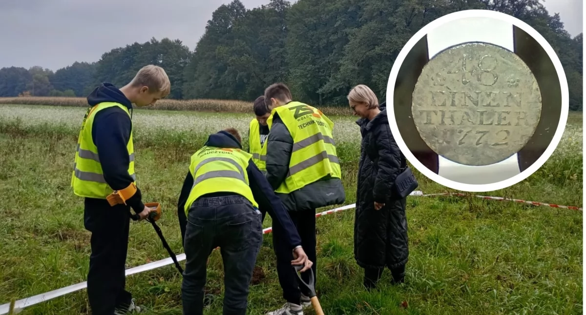 Historia, Skarb przeszłości odkryty podczas warsztatów! Moneta XVIII wieku trafiła szkolnej gabloty - zdjęcie, fotografia