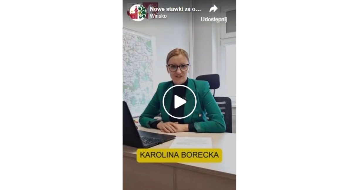 fot. O nowych stawkach poinformowała na wideo Karolina Borecka Kierownik Referatu RGOŚ w Urzędzie Gminy w Wińsku
