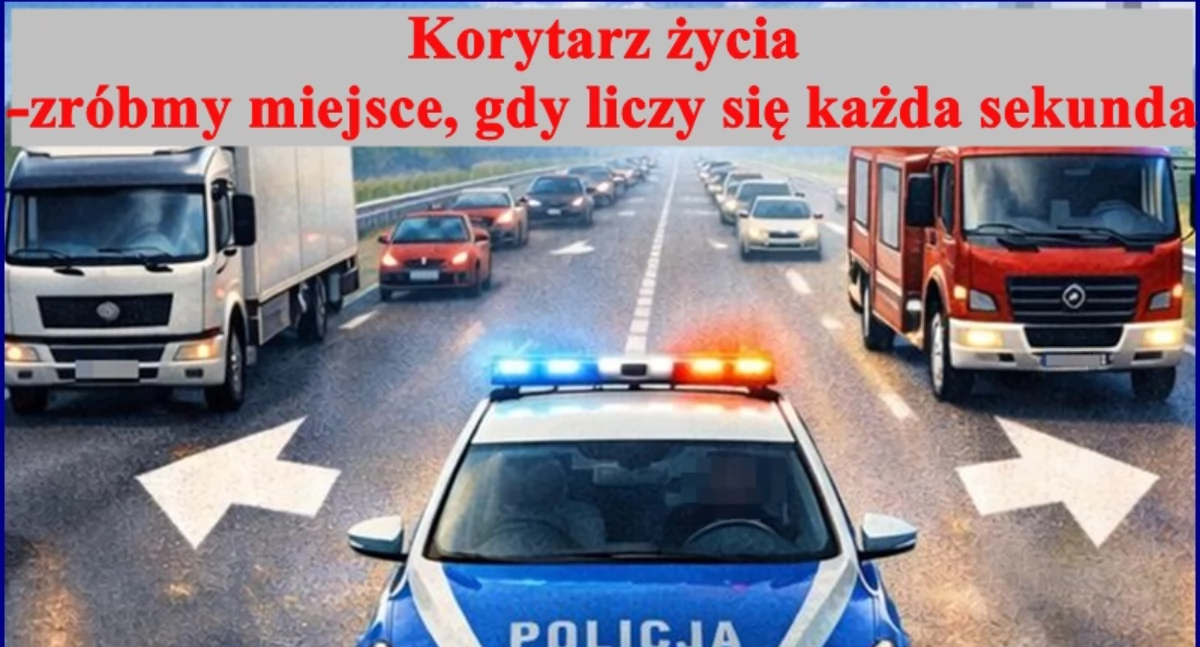 Bezpieczeństwo, Policja apeluje kierowców korytarz życia ratuje ludzkie życie - zdjęcie, fotografia