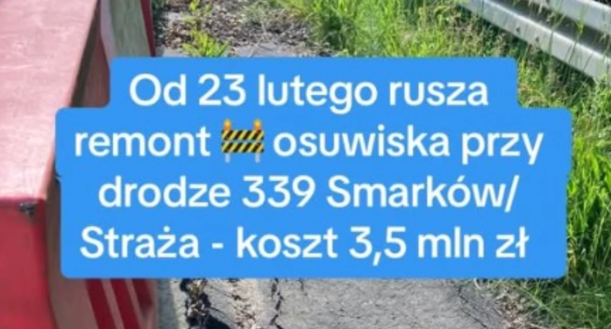 Inwestycje, Rusza długo wyczekiwany remont osuwiska drodze Smarków–Straża - zdjęcie, fotografia