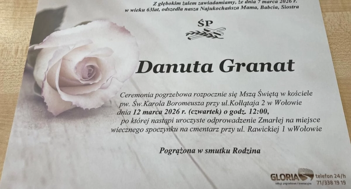 Odeszli od nas - wspomnienia , Pożegnanie Danuty Granat Znamy datę uroczystości pogrzebowych - zdjęcie, fotografia