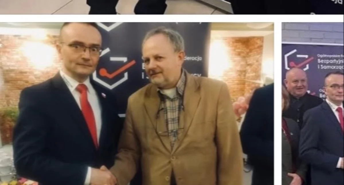 Scren z Facebooka Janusz Dziarski z Markiem Wochem, który mu gratuluje pełnomocnictwa partii w powiecie wołowskim. 