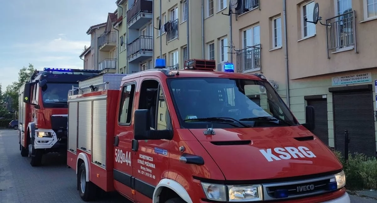 fot. OSP Brzeg Dolny. Niedzielna interwencja służb w Brzegu Dolnym. 28 czerwca o godzinie 18:13 strażacy z OSP Brzeg Dolny oraz JRG Wołów zostali wezwani na ulicę Odrodzenia, gdzie w jednym z mieszkań uruchomiła się czujka tlenku węgla.