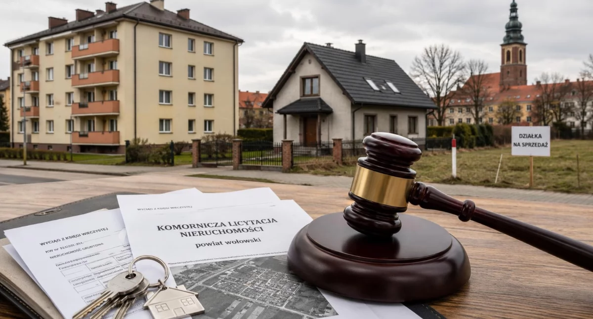 Nieruchomości, Komornik sprzedaje nieruchomości powiecie wołowskim ziemia mieszkanie Brzegu Dolnym - zdjęcie, fotografia